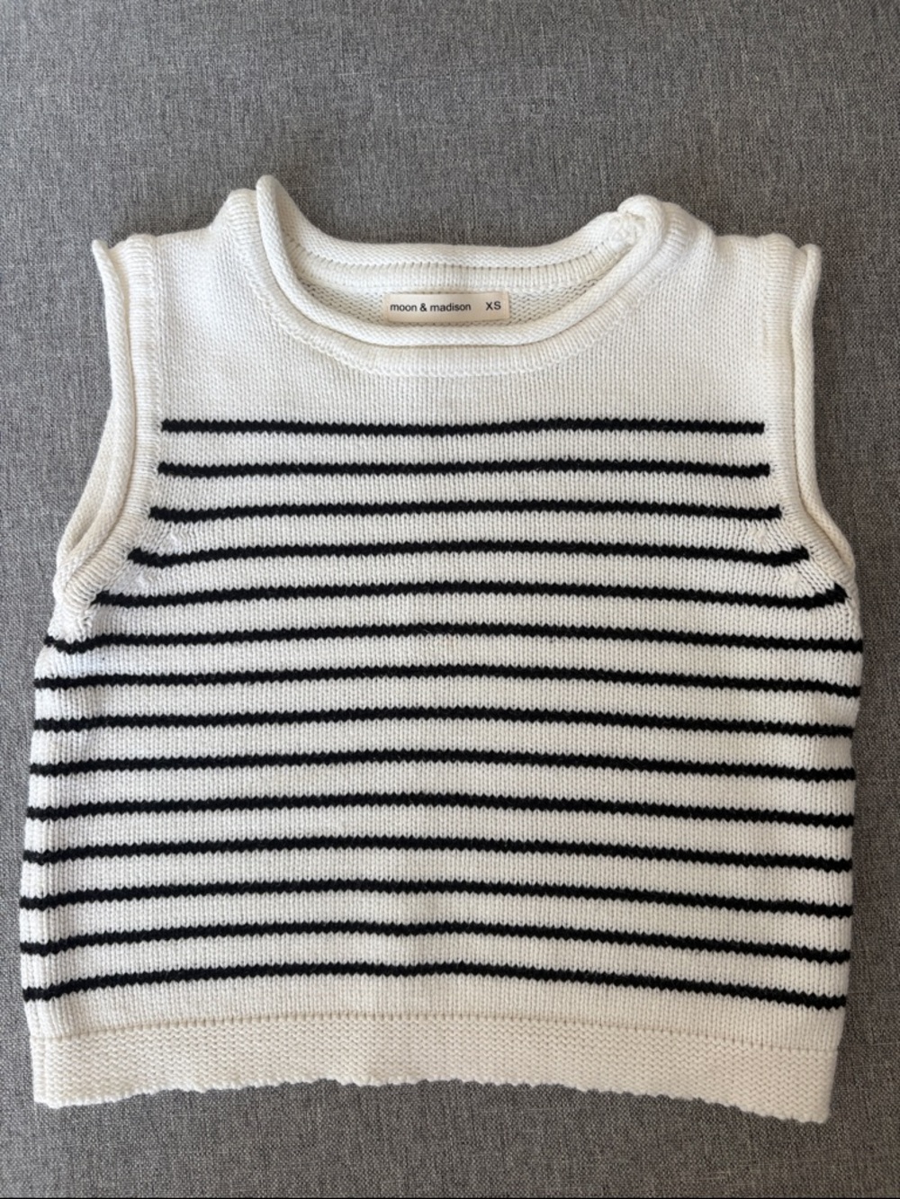 moon & madison Kids Cream & Black Striped Knit Tank